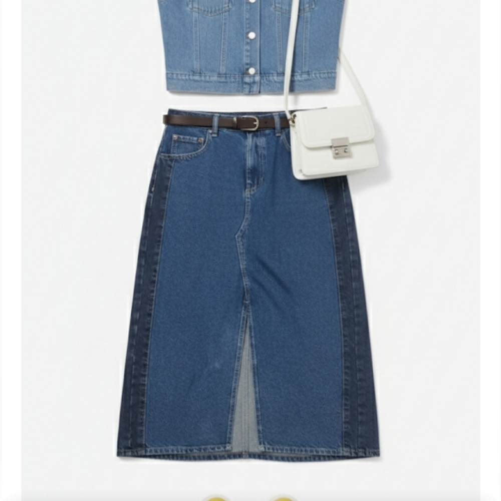 Forever 21 Blue Denim Midi Skirt Size L - Picture 13 of 13